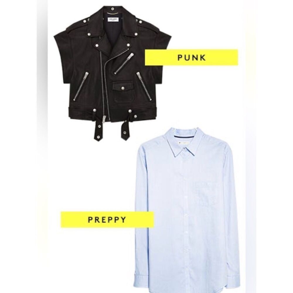 Opposite’s Attract with this Moto Jacket and Oxford striped shirt